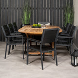 Kenya Oválný jídelní stůl 180/240*120*H75 -Teak - Ersätter 9525-444 +Židle na úrovně (stohovatelné) - Black Alu / Black Aintwood _8