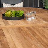 Kenya Oválný jídelní stůl 180/240*120*H75 -Teak - Ersätter 9525-444 +Židle na úrovně (stohovatelné) - Black Alu / Black Aintwood _8
