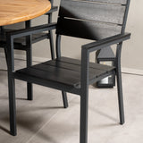 Kenya Oválný jídelní stůl 180/240*120*H75 -Teak - Ersätter 9525-444 +Židle na úrovně (stohovatelné) - Black Alu / Black Aintwood _8