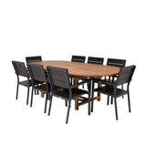Kenya Oválný jídelní stůl 180/240*120*H75 -Teak - Ersätter 9525-444 +Židle na úrovně (stohovatelné) - Black Alu / Black Aintwood _8