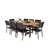 Kenya Oválný jídelní stůl 180/240*120*H75 -Teak - Ersätter 9525-444 +Židle na úrovně (stohovatelné) - Black Alu / Black Aintwood _8