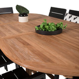 Kenya Oválný jídelní stůl 180/240*120*H75 -Teak - Ersätter 9525-444 +Židle na úrovně (stohovatelné) - Black Alu / Black Aintwood _8