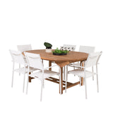 Kenya Oválný jídelní stůl 180/240*120*H75 -Teak - Ersätter 9525-444 +Křeslo Santorini (stohovatelné) - Bílá Alu / Bílá textilie _6