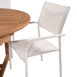 Kenya Oválný jídelní stůl 180/240*120*H75 -Teak - Ersätter 9525-444 +Křeslo Santorini (stohovatelné) - Bílá Alu / Bílá textilie _6