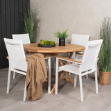 Kulatý jídelní stůl Kenya ø120 cm – Židle Teak+Texas – Bílá/Teak_4