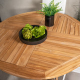Kulatý jídelní stůl Kenya ø120 cm – Židle Teak+Texas – Bílá/Teak_4