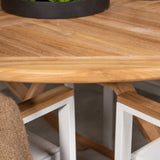 Kulatý jídelní stůl Kenya ø120 cm – Židle Teak+Texas – Bílá/Teak_4