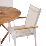 Kulatý jídelní stůl Kenya ø120 cm – Židle Teak+Texas – Bílá/Teak_4