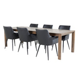Posuvný rozkládací stůl - Dub kouřový 170+40+40cm +Comfort - Jídelní židle 2ks - černá/Černá _6