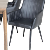 Posuvný rozkládací stůl - Dub kouřový 170+40+40cm +Comfort - Jídelní židle 2ks - černá/Černá _6