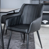 Jídelní stůl Silar - 180 cm - "Wood Look" Melamin / Černé nohy +Comfort - Jídelní židle 2-balení - černá/Černá _4