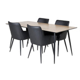Jídelní stůl Silar - 180 cm - "Wood Look" Melamin / Černé nohy +Comfort - Jídelní židle 2-balení - černá/Černá _4