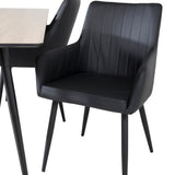 Jídelní stůl Silar - 180 cm - "Wood Look" Melamin / Černé nohy +Comfort - Jídelní židle 2-balení - černá/Černá _4