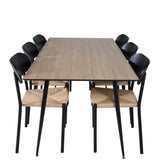 Jídelní stůl Silar - 180 cm - "Wood Look" melamin / černé nohy + ocelová jídelní židle Polly 2-balení, K/D, sedák s černým podsvícením _6