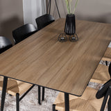 Jídelní stůl Silar - 180 cm - "Wood Look" melamin / černé nohy + ocelová jídelní židle Polly 2-balení, K/D, sedák s černým podsvícením _6