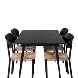 Prodlužovací stůl Silar – černý melamin / černé nohy + ocelová jídelní židle Polly 2-balení, K/D, sedák s černým podsvícením _4