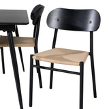 Prodlužovací stůl Silar – černý melamin / černé nohy + ocelová jídelní židle Polly 2-balení, K/D, sedák s černým podsvícením _4