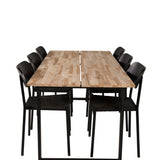 Cirebon Jídelní stůl 200*90cm - Teak / Černá +Polly Jídelní židle 2-balení - Černá / Černá _6