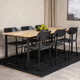 Cirebon Jídelní stůl 200*90cm - Teak / Černá +Polly Jídelní židle 2-balení - Černá / Černá _6