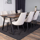 Jakarta Matbord - Svart / mörk Teak - 200*90*H75 +Jídelní židle Leone - černé nohy / béžový manšestr _6