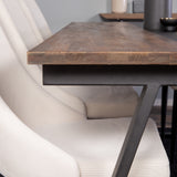 Jakarta Matbord - Svart / mörk Teak - 200*90*H75 +Jídelní židle Leone - černé nohy / béžový manšestr _6