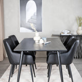 Dipp Jídelní stůl - 180*90cm - Černá dýha / celé černé nohy +Comfort - Jídelní židle 2-balení - černá/Černá _4