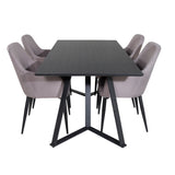 Jídelní stůl Marina - černá deska / černé nohy + křeslo Comfort 2-balení Polar šedá - černé nohy _4