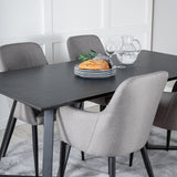 Jídelní stůl Marina - černá deska / černé nohy + křeslo Comfort 2-balení Polar šedá - černé nohy _4