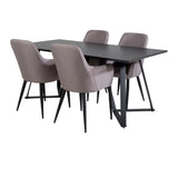 Jídelní stůl Marina - černá deska / černé nohy + křeslo Comfort 2-balení Polar šedá - černé nohy _4