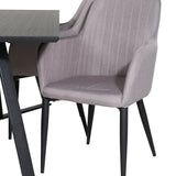 Jídelní stůl Marina - černá deska / černé nohy + křeslo Comfort 2-balení Polar šedá - černé nohy _4