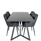 Marina Jídelní stůl - Černá deska / Černé nohy +Comfort - Jídelní židle 2-balení - černá/Černá _4