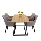 Jídelní stůl Inca - 160/200*85*H75 - Dub / Černá +Komfortní židle 2-balení Polar grey - Černé nohy _4