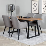 Jídelní stůl Inca - 160/200*85*H75 - Dub / Černá +Komfortní židle 2-balení Polar grey - Černé nohy _4