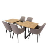 Jídelní stůl Inca - 160/200*85*H75 - Dub / Černá +Komfortní židle 2-balení Polar grey - Černé nohy _4