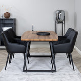 Jídelní stůl Inca - 160/200*85*H75 - Dub / Černá +Comfort - Jídelní židle 2-balení - černá/Černá _4