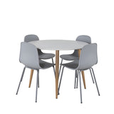 Plaza Runt Matbord - Ek-Look / Vit - ø100*H75 + Jídelní židle Arctic - šedé nohy - šedý plast _4