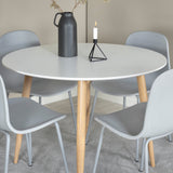 Plaza Runt Matbord - Ek-Look / Vit - ø100*H75 + Jídelní židle Arctic - šedé nohy - šedý plast _4