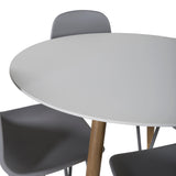 Plaza Runt Matbord - Ek-Look / Vit - ø100*H75 + Jídelní židle Arctic - šedé nohy - šedý plast _4