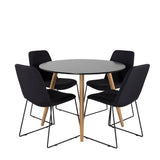 Plaza Runt Matbord - Ek-Look / Svart - ø100*H75 +Jídelní židle Muce - Černé nohy - Černá látka _4