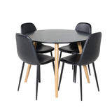 Plaza Runt Matbord - Ek-Look / Svart - ø100*H75 + Jídelní židle Polar Černá PU _4
