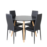 Plaza Runt Matbord - Ek-Look / Svart - ø100*H75 +Jídelní židle Slim High Back - Černé nohy - Černá PU _4