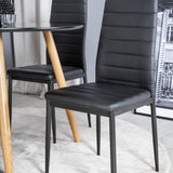 Plaza Runt Matbord - Ek-Look / Svart - ø100*H75 +Jídelní židle Slim High Back - Černé nohy - Černá PU _4