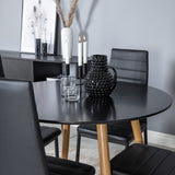Plaza Runt Matbord - Ek-Look / Svart - ø100*H75 +Jídelní židle Slim High Back - Černé nohy - Černá PU _4