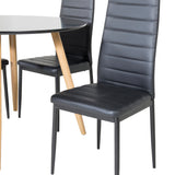 Plaza Runt Matbord - Ek-Look / Svart - ø100*H75 +Jídelní židle Slim High Back - Černé nohy - Černá PU _4