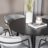 Plaza Runt Matbord - Svart / Svart - ø100*H75 +Křeslo Arrow - Black Legs - Grey Velvet _4
