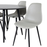 Plaza Runt Matbord - Svart / Svart - ø100*H75 + Plastová jídelní židle Polar - Černé nohy / Šedý plast _4