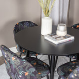 Plaza Runt Matbord - Svart / Svart - ø100*H75 +Jídelní židle Velvet - látka Black Flower _4