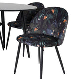 Plaza Runt Matbord - Svart / Svart - ø100*H75 +Jídelní židle Velvet - látka Black Flower _4