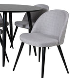 Plaza Runt Matbord - Svart / Svart - ø100*H75 +Velvetová jídelní židle - Černé nohy - Světle šedáTkanina _4