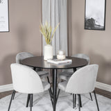 Plaza Runt Matbord - Svart / Svart - ø100*H75 +Wrinkles Jídelní židle - Černé nohy - Grey Velvet _4